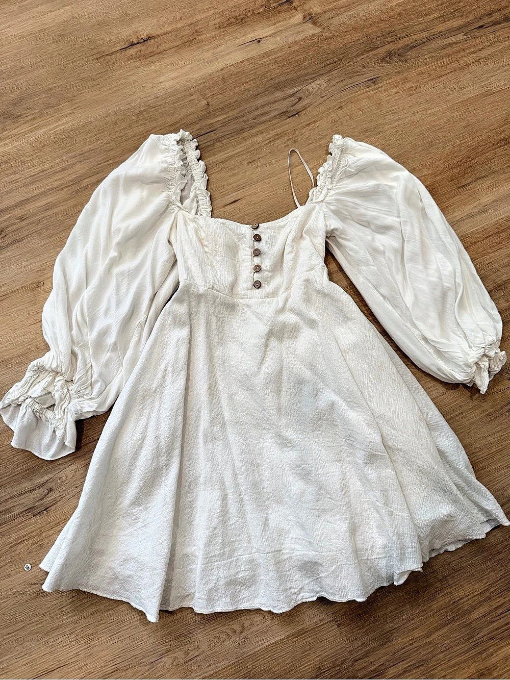 lulus Keeping it Simple White Smocked Puff Sleeve Mini Dress Mini Dress White
